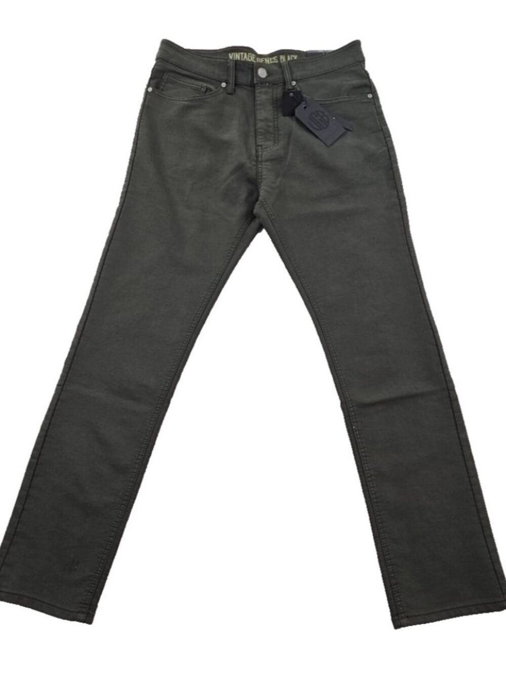 Vintage Genes Black Jeans Men's 32W 30L Green French Terry Denim Stretch NWT NEW